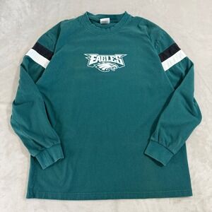 Vintage Philadelphia Eagles Long Sleeve Shirt Y2K NFL Green Striped XL